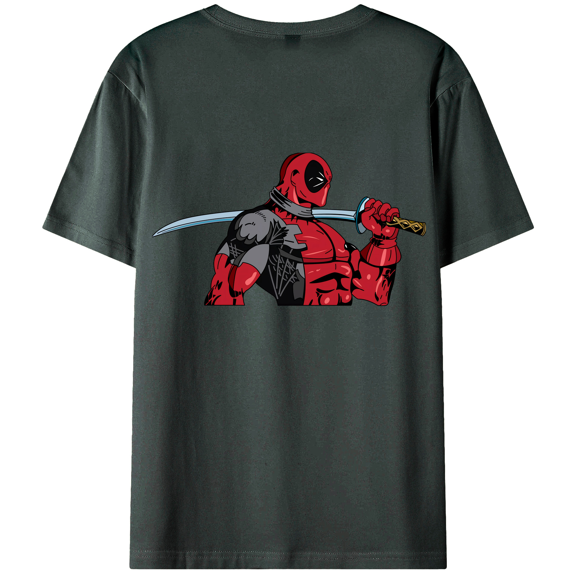 （画像用） Deadpool デッドプール 綿100％ メンズ半袖Tシャツ（バックプリント） 通気性